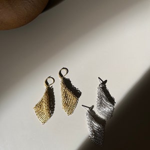 Chainmail mesh drop earrings