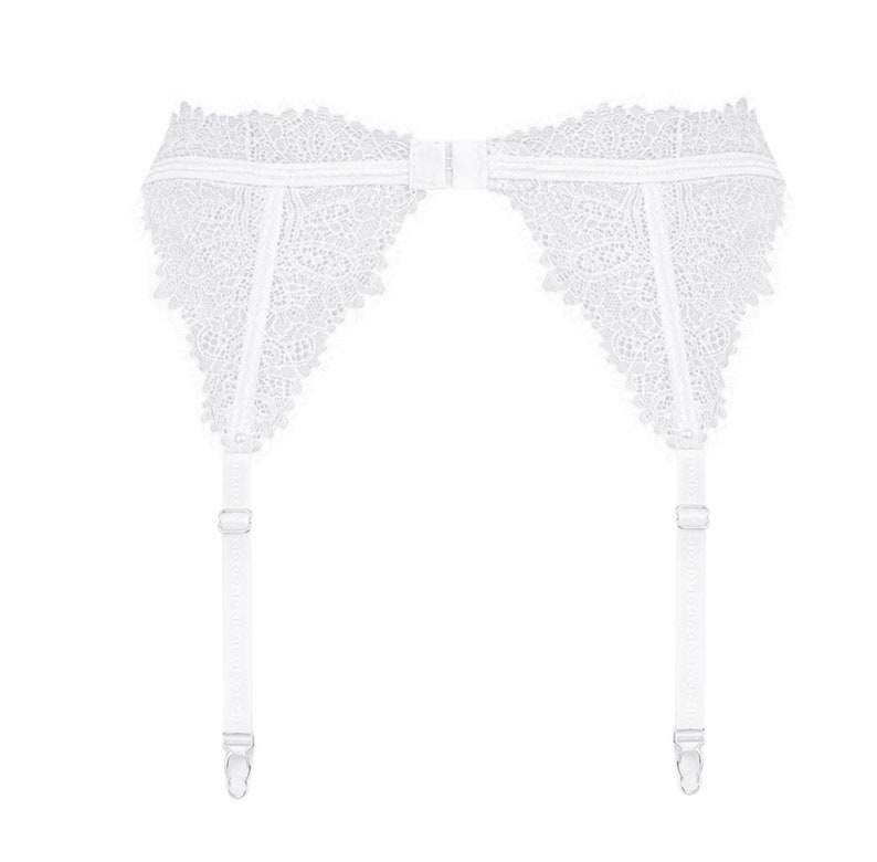 Delicate White Lace 4 Strap Garter Belt With Pendant - Etsy