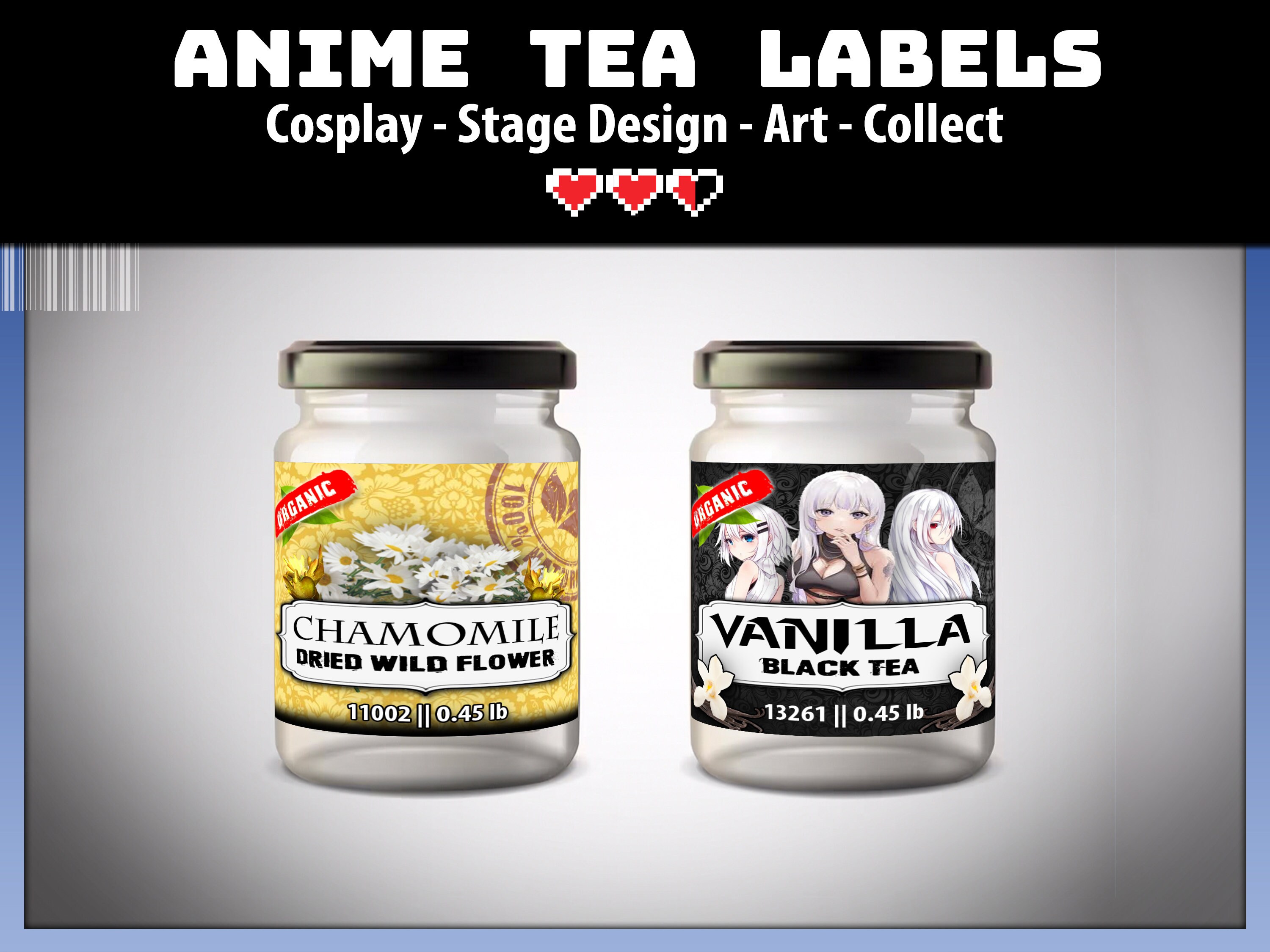 Anime Tea Labels - Custom Tea Jar Sticker - Cooking Food