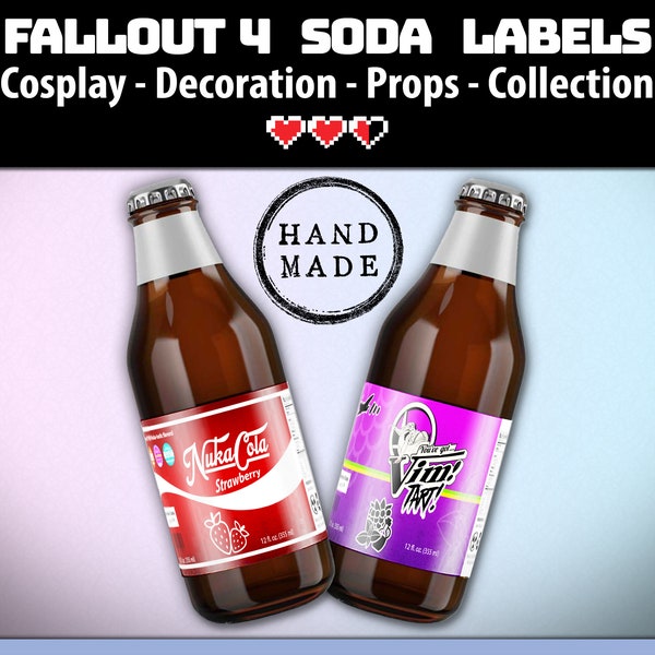 Fallout 4 Soda Labels - Faux Product Stickers - Custom Game TV Movie Inspired Drink Labels - Prop Display Art Replica Fallout Bethesda