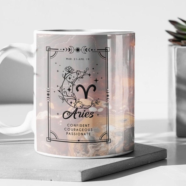 Aries coffee mug with constellation, Aries astrological gift, Moon gifts for her, Celestial, Celestial gifts, witchy gift, Astrology gifts