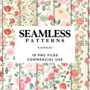 Rose Musterdesigns - Pastell Floral - Grandmillennial Vintage Digital Scrapbook Papier für Handwerk - sich wiederholende Muster - druckbare Papiere