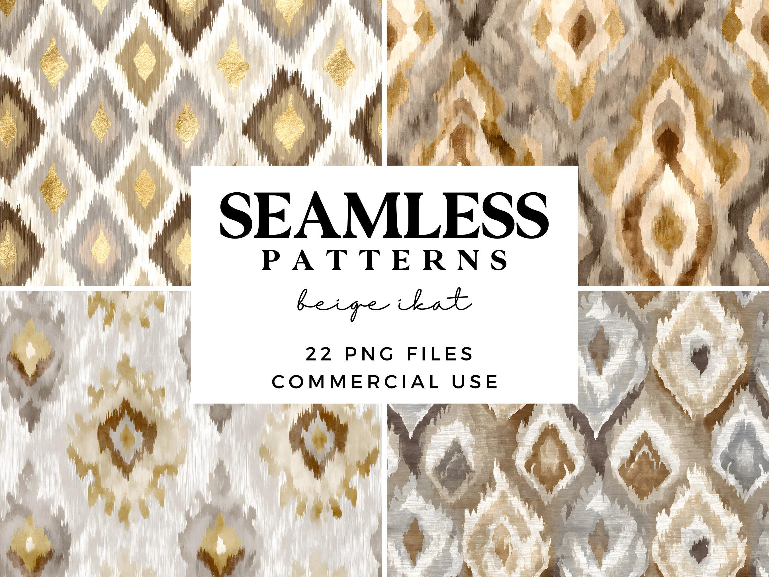 Ikat Seamless Patterns - Beige Boho Digital Background - Watercolour  Printable Papers - Southwest Scrapbook Paper - Neutral Tribal Design, image size:2700x2025