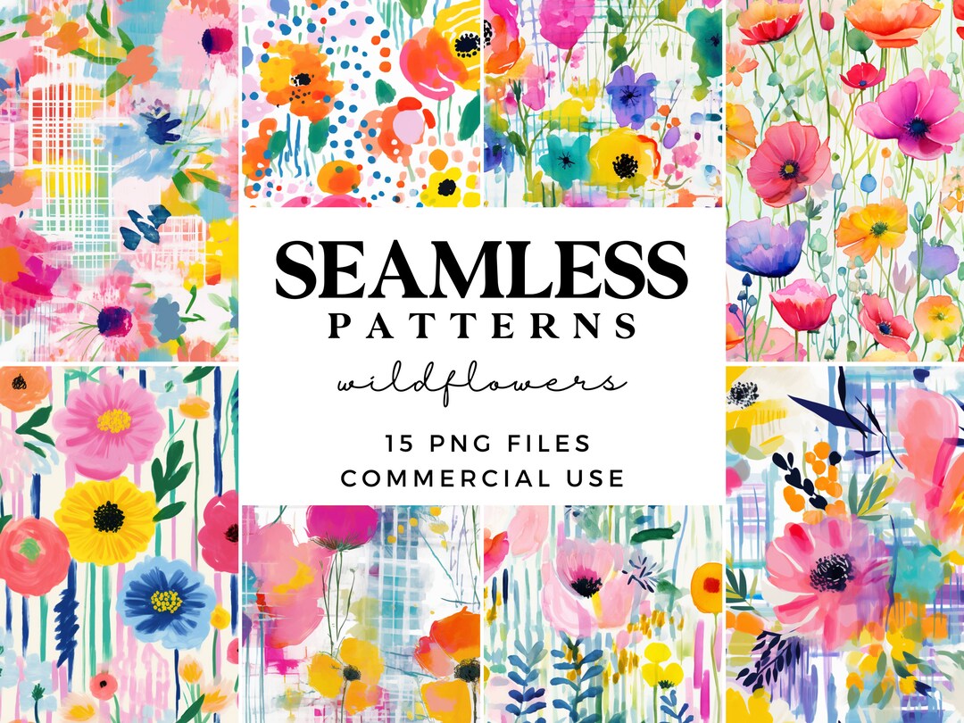 Bright Wildflower Seamless Patterns - Colourful Flowers Digital ...