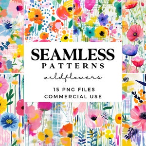 Helle Wildblumen Musterdesigns - Bunte Blumen Digitale Hintergründe - Druckbares Florales Geschenkpapier - Scrapbook Papier