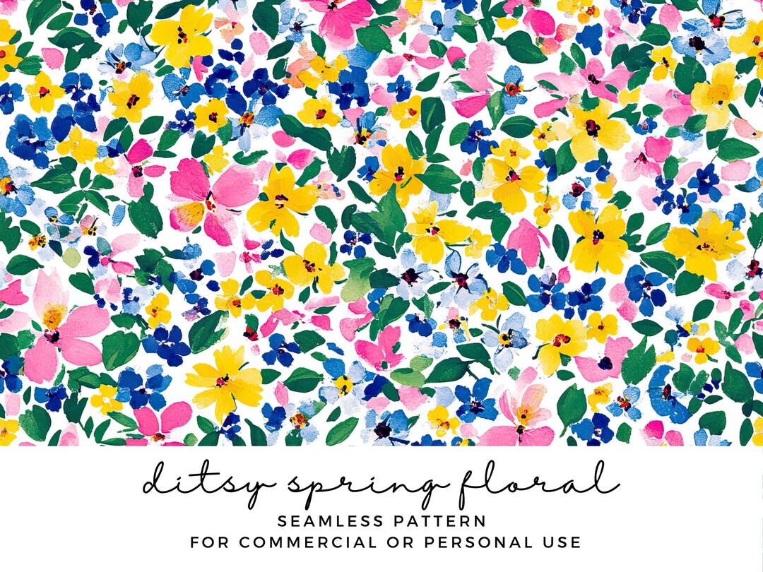 Ditsy Floral Seamless Pattern - Spring Flower Scrapbook Paper - Floral ...