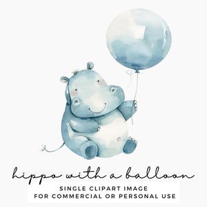 Schattige nijlpaard met een ballon illustraties voor kinderkamer kunst aan de muur, kinderfeestje nodigt, babyshowers - illustraties nijlpaard - commercieel gebruik transparante png