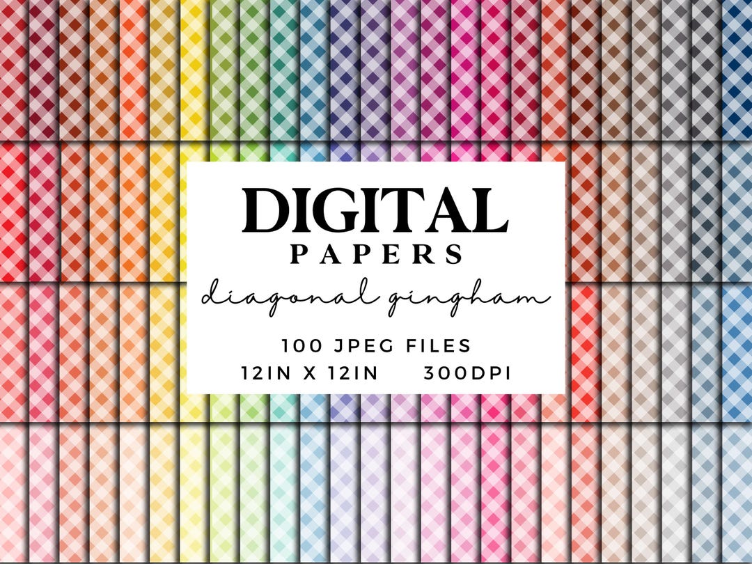 Diagonal Gingham Digital Paper in 100 Rainbow Colours - Seamless ...