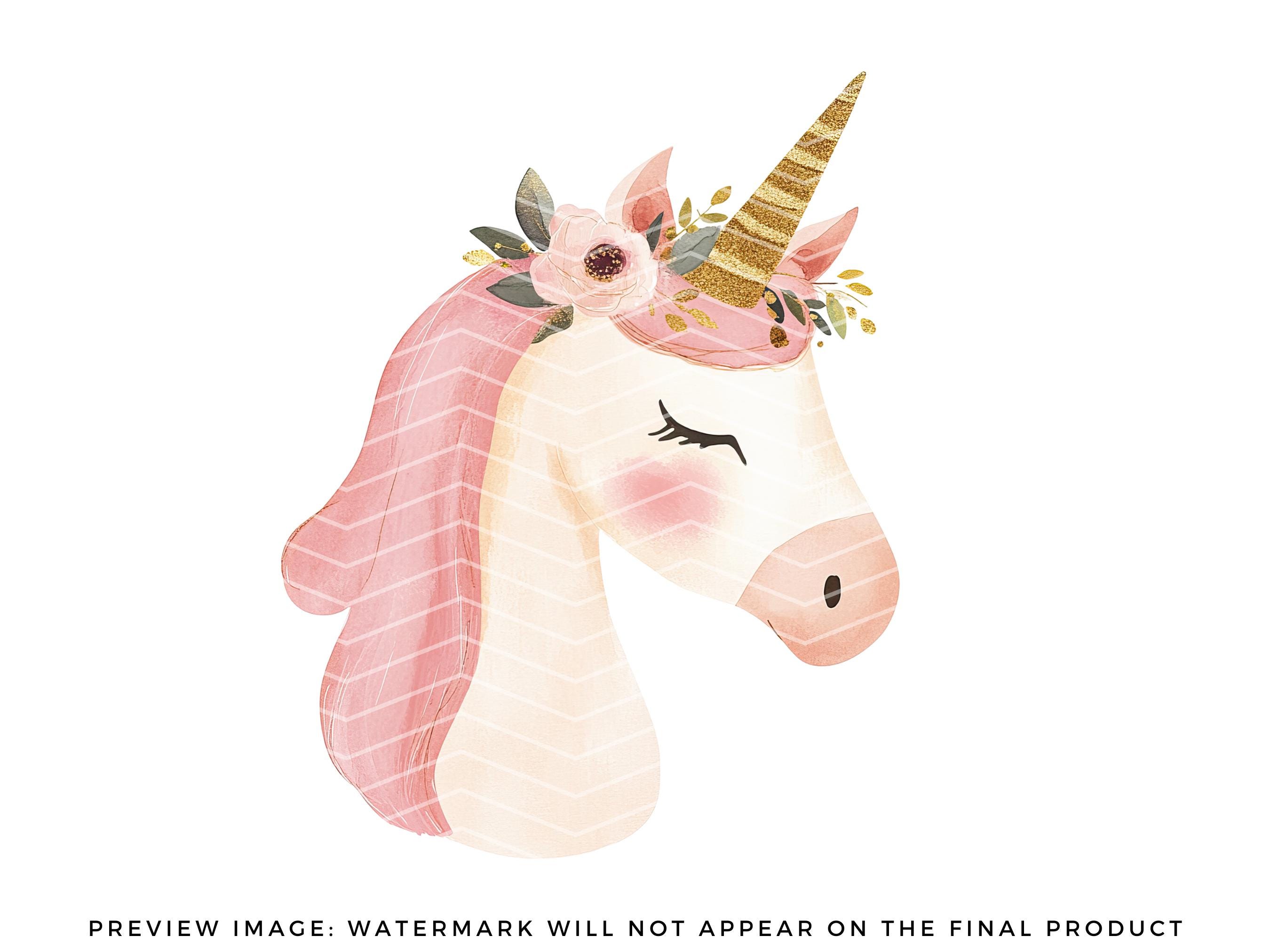 Unicorn Princess Clipart Set: Pink & Gold Watercolour Graphics (digital ...