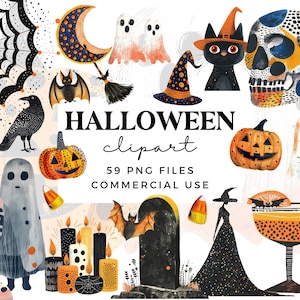 Scary Halloween Clipart Bundle for Commercial Use - Spooky Halloween PNG Files - Pumpkin Clipart - 300 dpi Skull Clipart