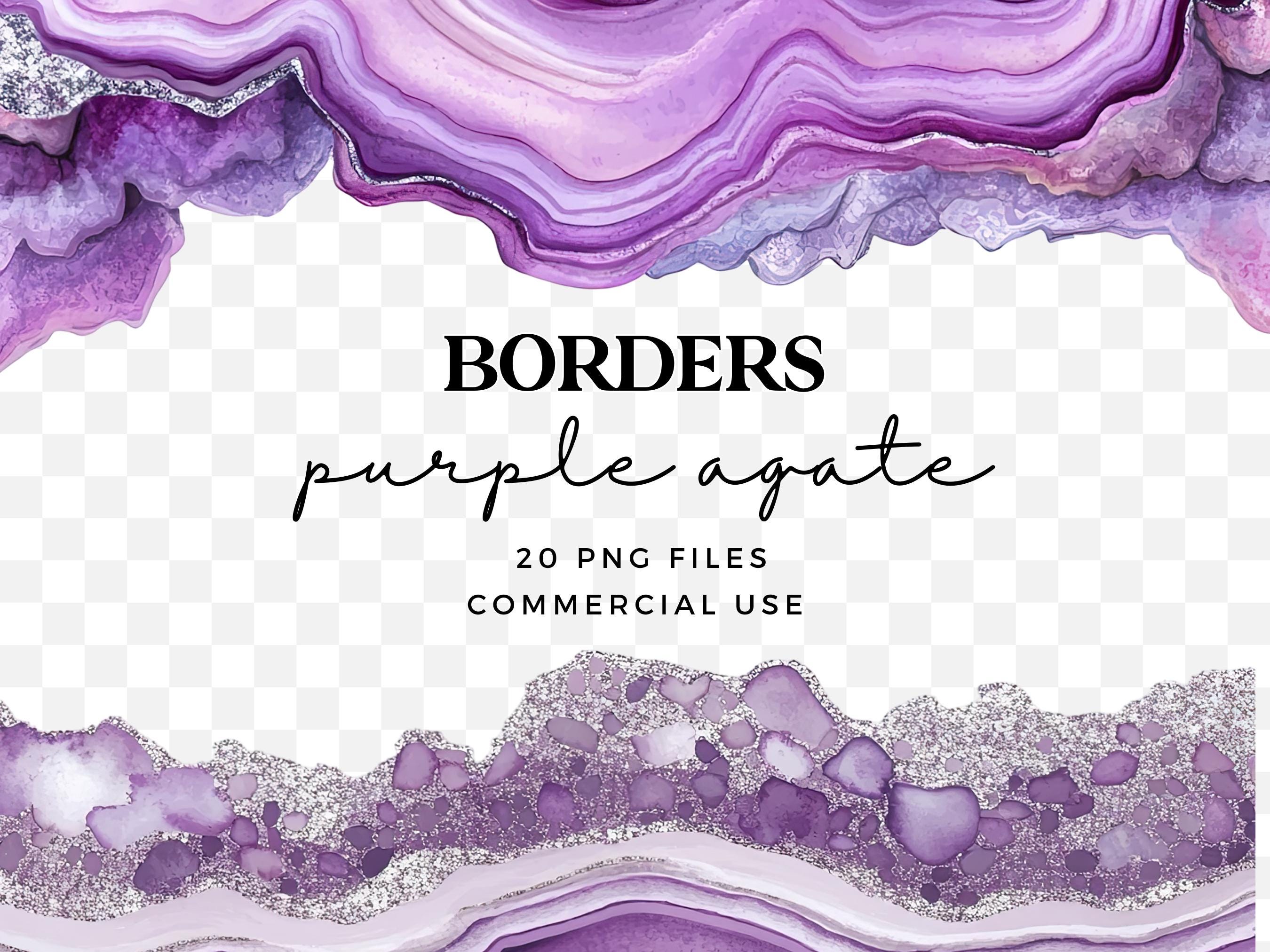 Purple Agate Borders Clipart for Commercial Use - Amethyst Geode Clip ...