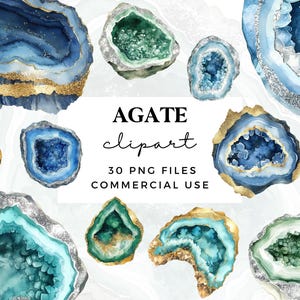 Imágenes prediseñadas de ágata azul y verde para uso comercial - Imágenes prediseñadas de geoda azul - Mármol brillante de piedra preciosa - Elementos gráficos digitales de cristal