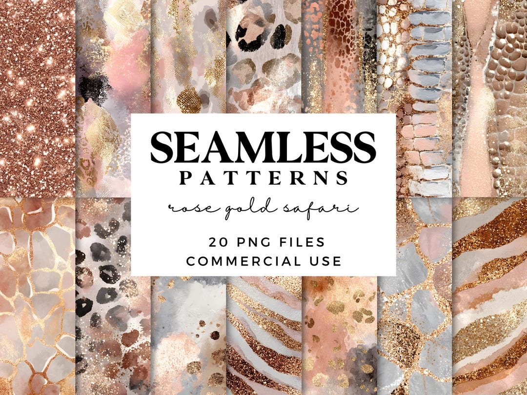 Safari Print Seamless Patterns in Rose Gold - Animal Print Glitter ...