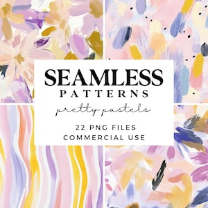 Papel para álbum de recortes con motivos florales sin costuras en tonos pastel: papel con fondo rayado y flores abstractas en tonos lila, rosa y amarillo: diseños de sublimación