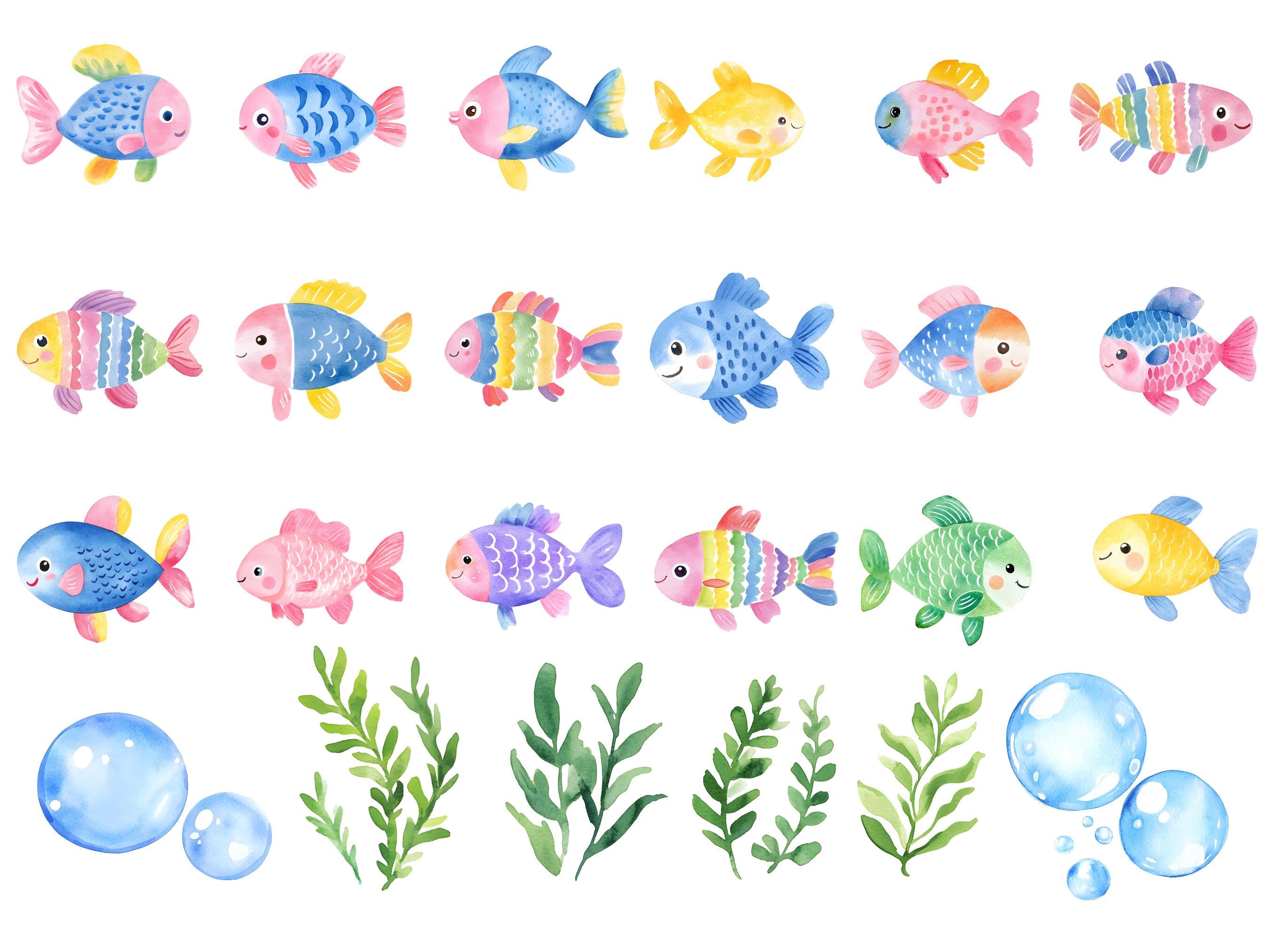 Cute Fishes Clipart - Watercolour Fish Images - Kawaii Clip Art ...