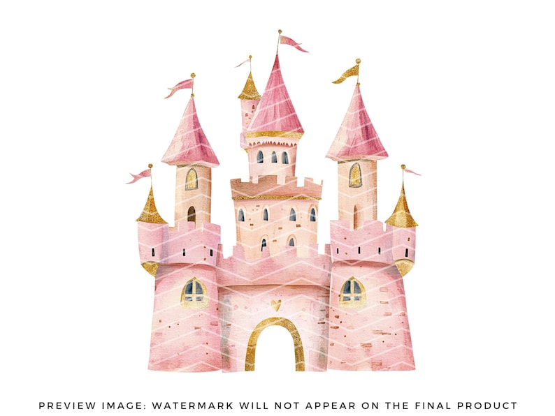 Unicorn Princess Clipart Set: Pink & Gold Watercolour Graphics (digital ...