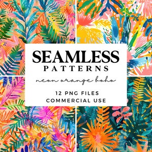Patrones tropicales sin costuras - Fondo digital floral bohemio preppy - Papeles imprimibles de jungla - Papel de álbum de recortes tropical - Impresión a pedido