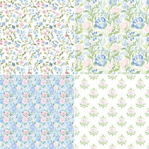 Grand Millennial Seamless Patterns - Pastel Floral Patterns - Vintage Chic Digital Scrapbook Paper for Crafts - Repeating Patterns image 6
