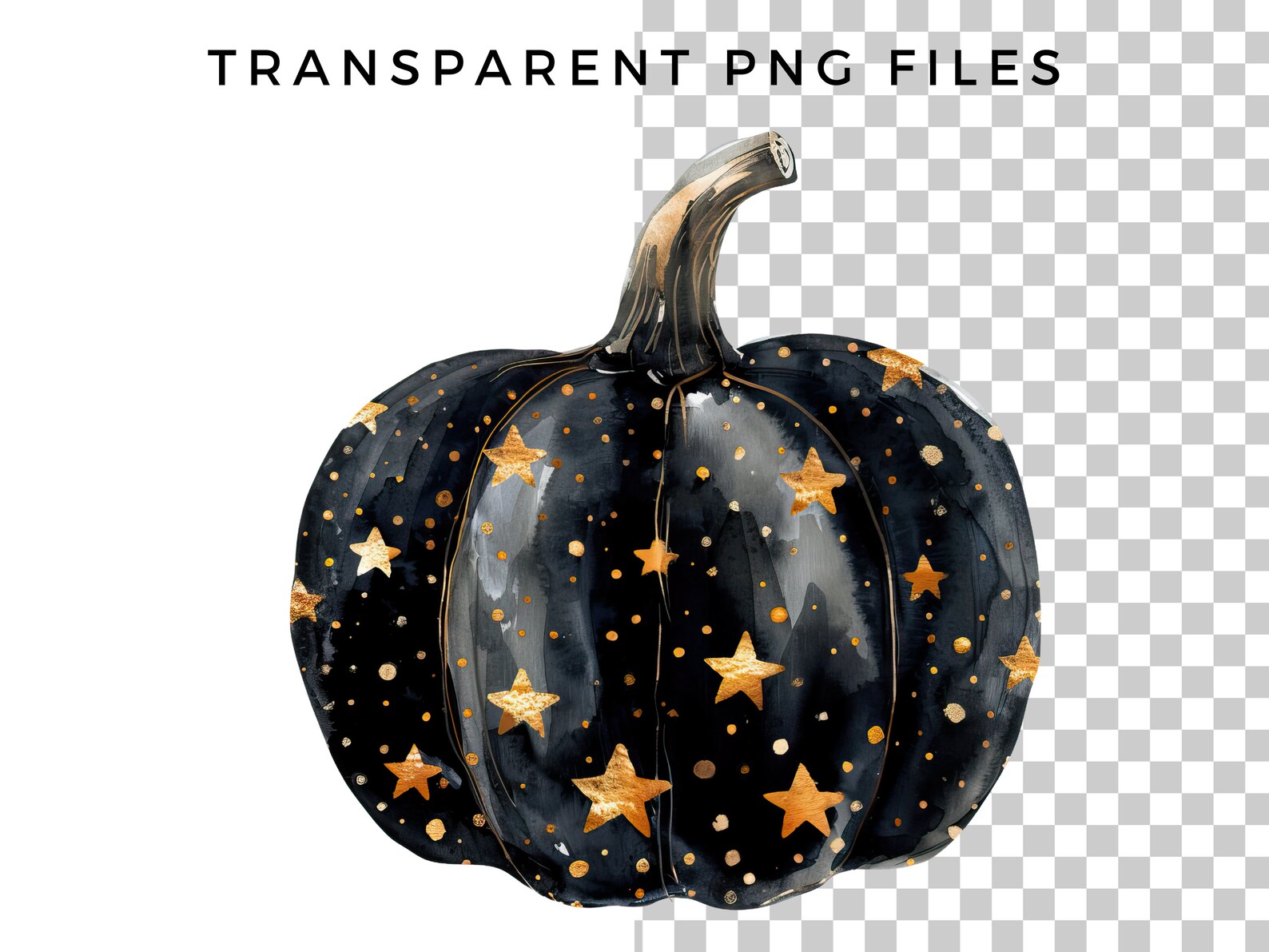 Starry Pumpkin Clipart - Watercolour Halloween Clipart - Cute Fall Clip ...