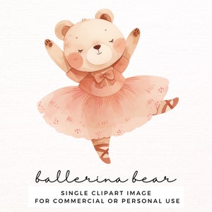 Ballerina Bär Clipart - Niedlicher Ballett Tanz Teddybär Clip Art für Kinderzimmer Wandkunst, Babypartys - Kommerzielle Nutzung Transparent PNG