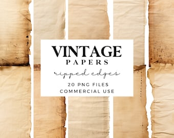 Papel velho com bordas rasgadas - Texturas de papel grunge vintage - Fundos de papel antigos e desgastados - Papel de scrapbook para impressão digital