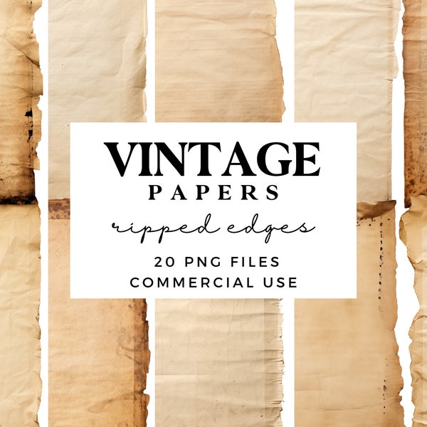 Old Paper with Ripped Edges - Vintage Grunge Paper Textures - Antique Distressed Paper Backgrounds - Digital Printable Scrapbook Paper