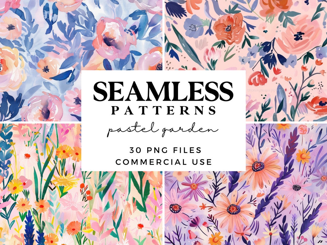 Pastel Floral Seamless Patterns - Romantic Spring Flowers Digital ...