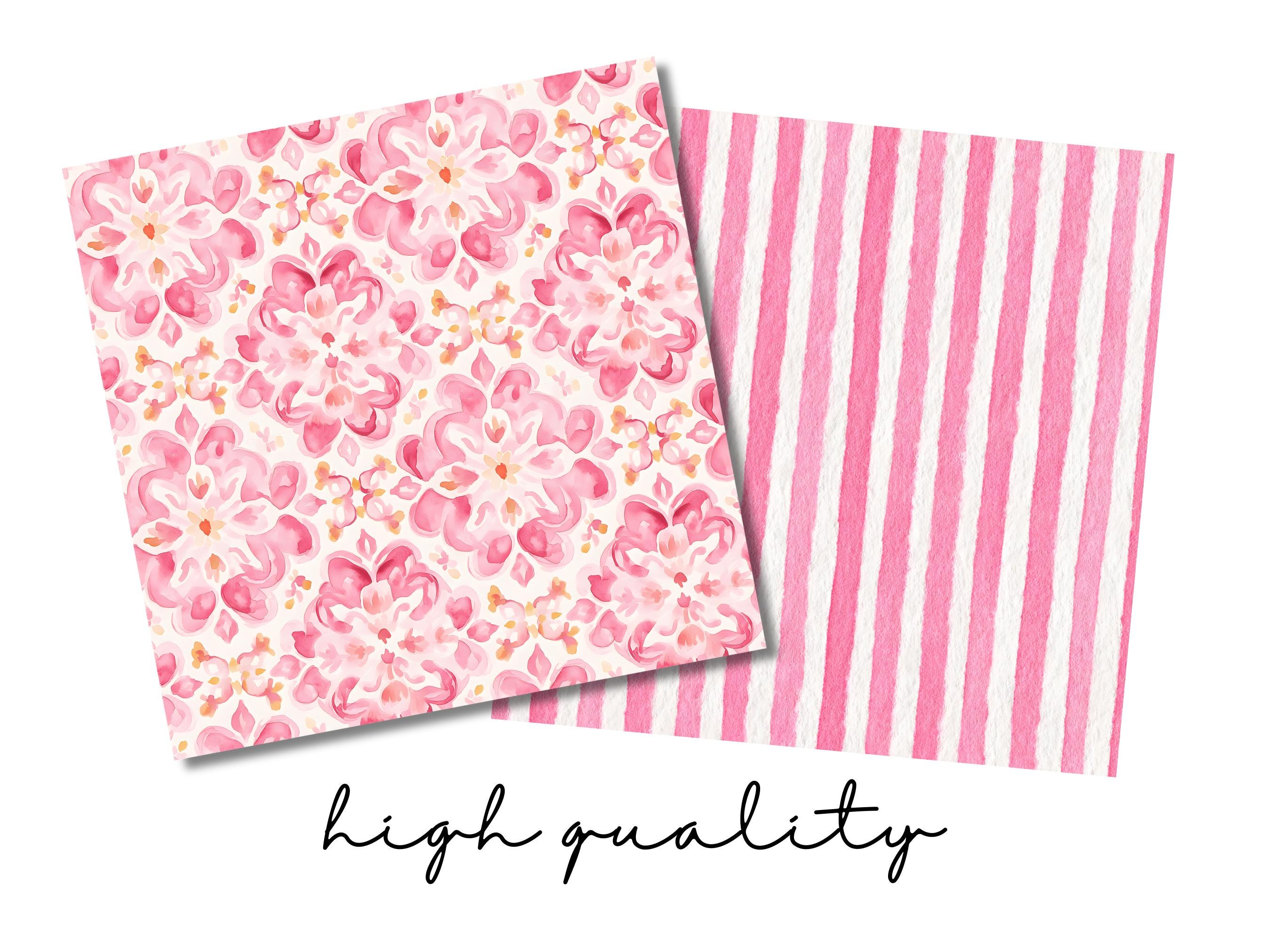 Pretty Pink Seamless Patterns - Pink Watercolour Florals, Polka Dots ...