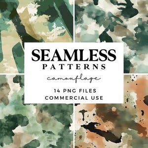 Watercolour Camo Seamless Patterns - Military Camouflage Print - Printable Scrapbook Paper textures - Sublimation Designs - Commercial Use