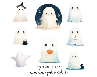 Söta spöken Clipart PNG - Halloween Clipart - Boho spöken Clipart - Spöklika spöken - Kommersiellt bruk