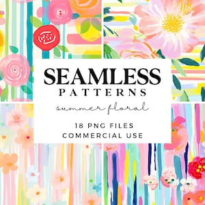 Pastellblumen Musterdesign - Pastell Sommerblumen Digitale Hintergründe - Druckbares Blumen Scrapbook Papier - Sublimationsdesigns