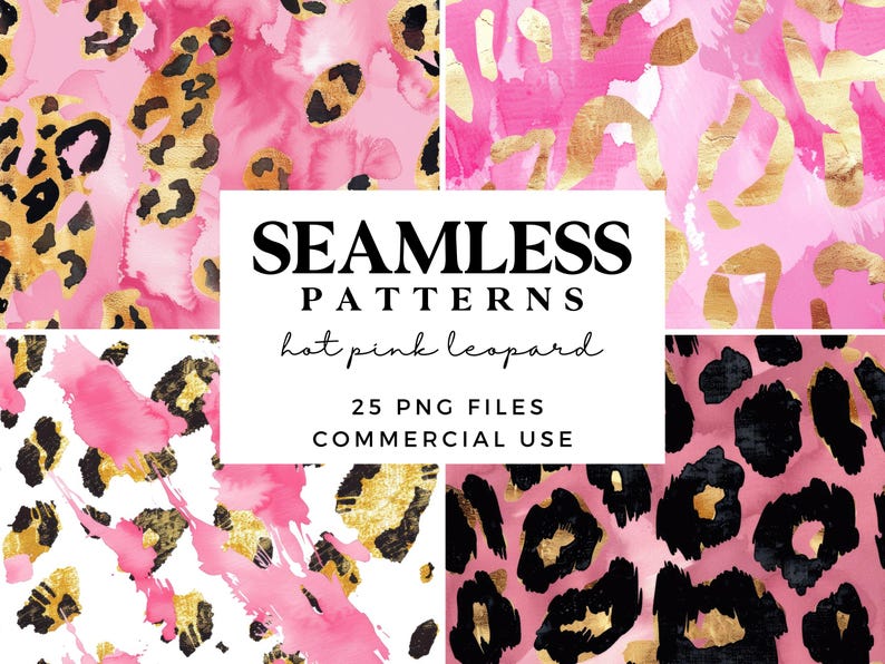 Leopard Print Seamless Patterns in Pink and Gold - Animal Print Digital ...