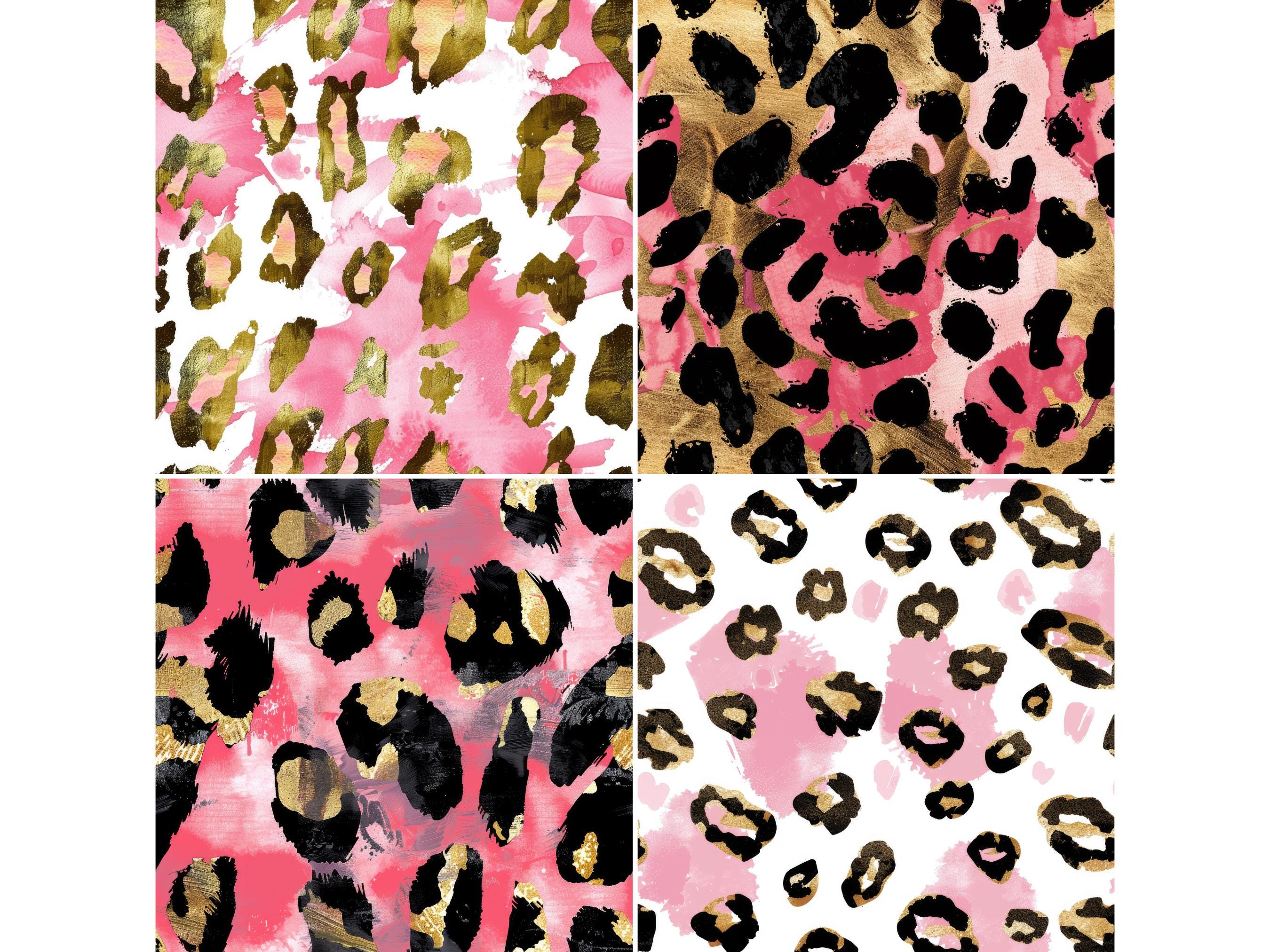Leopard Print Seamless Patterns in Pink and Gold - Animal Print Digital ...