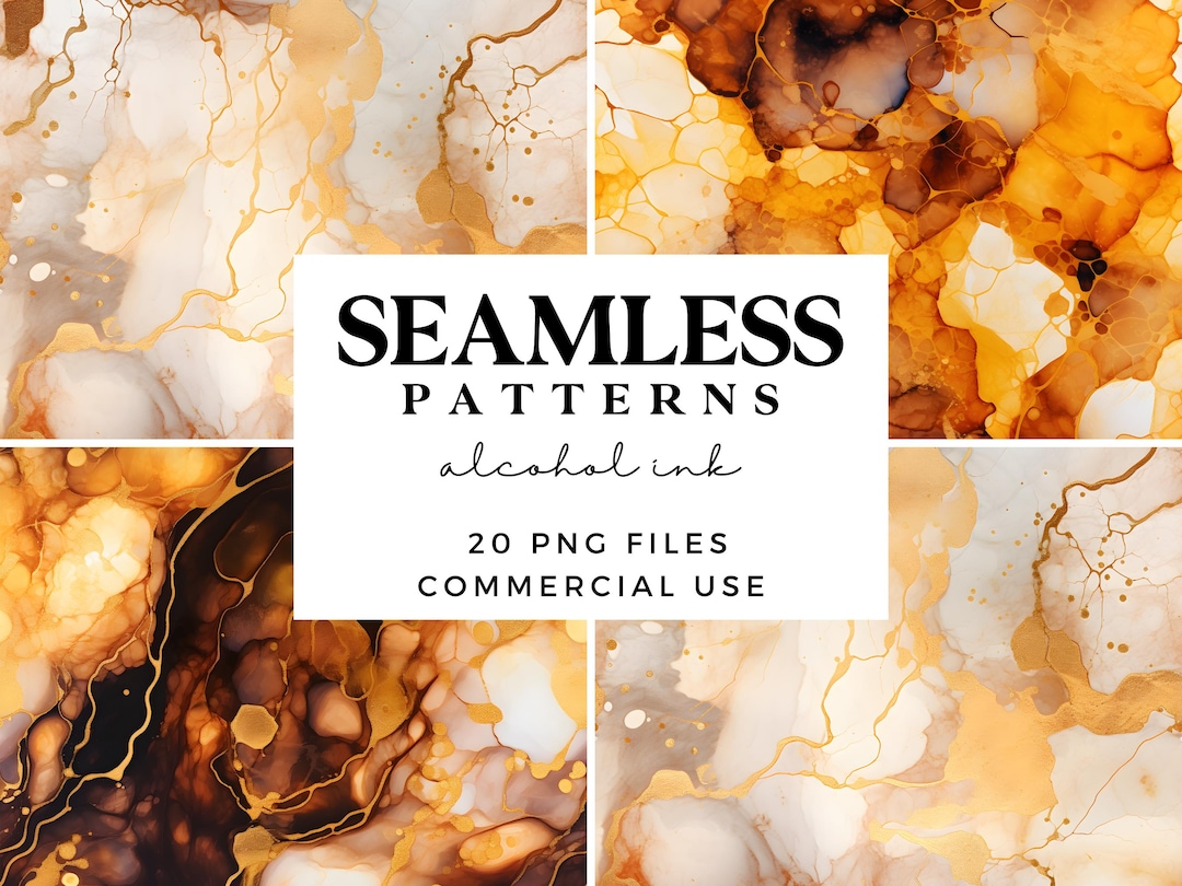 Golden Alcohol Ink Seamless Patterns - Repeating Patterns - Brown ...