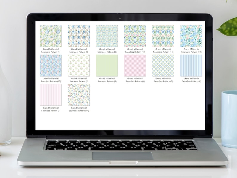 Grand Millennial Seamless Patterns - Pastel Floral Patterns - Vintage Chic Digital Scrapbook Paper for Crafts - Repeating Patterns image 2