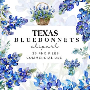 Bluebonnets Watercolour Clipart PNG - Texas State Flower Clipart - Digital Download with Commercial Use - Sublimation Design - Junk Journal