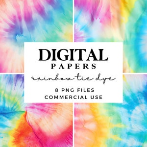 Rainbow Tie Dye Background PNG - Tie Dye Clipart for Sublimation - Digital Paper with Commercial Use - Scrapbook Paper - Printable Paper