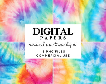 Rainbow Tie Dye Background PNG - Tie Dye Clipart for Sublimation - Digital Paper with Commercial Use - Scrapbook Paper - Printable Paper