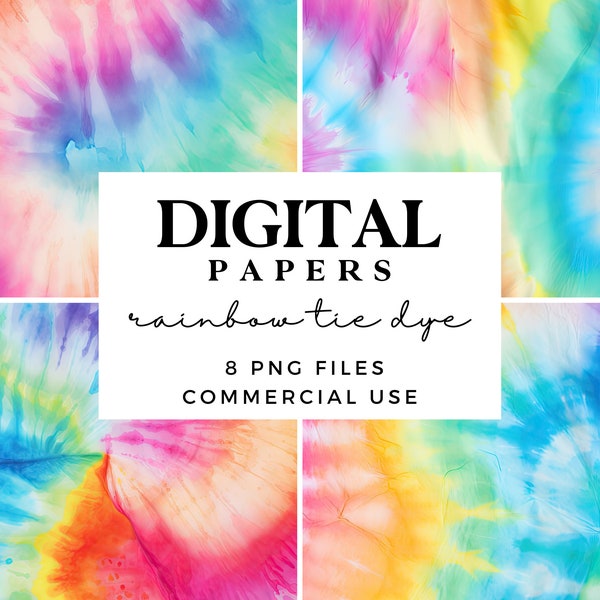 Rainbow Tie Dye Background PNG - Tie Dye Clipart for Sublimation - Digital Paper with Commercial Use - Scrapbook Paper - Printable Paper