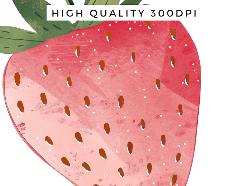 May include: A pink strawberry with white seeds and a textured surface.  HIGH QUALITY 300DPI