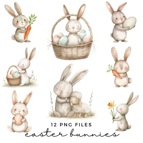 Osterhase Clipart PNG - Osterhase ClipArt - Osterhasen Kinderzimmer Kunst - Ostern transparente PNGs - Kommerzielle Nutzung - Clipart Bundle