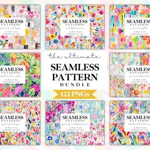 Lot de motifs floraux sans couture pour usage commercial - arrière-plans numériques fleurs colorées - papier d'emballage imprimable - papier de scrapbooking