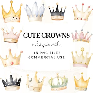 Schattige aquarel kroon clipartset - koninklijke tiara en prinseskronen - digitale illustraties voor uitnodigingen en knutselen - afbeeldingen Princess Party