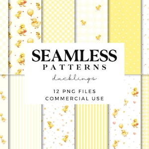 Patitos de primavera sin costuras - Papel digital de acuarela para scrapbooking y manualidades - Papel amarillo pastel para scrapbooking - Patrón repetitivo
