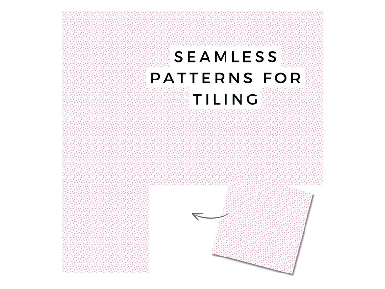May include: A seamless pattern of small pink dots on a white background. The text "Seamless Patterns for Tiling" is displayed above the pattern.
