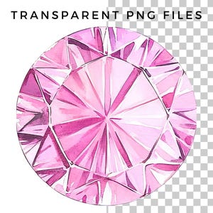 May include: A pink gemstone with a faceted design. The gemstone is round and has a shiny, reflective surface.