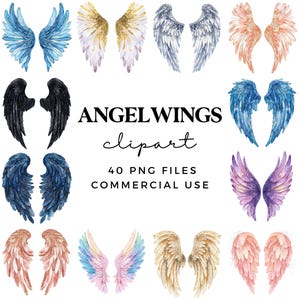Ailes d'ange Clipart PNG - Bundle de cliparts ciel - PNG transparents pour un usage commercial - graphisme ailes de fée - ange Sublimation Clip Art