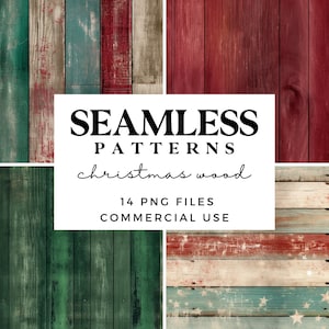 Fondo digital de madera de Navidad - Papeles imprimibles digitales rústicos - Texturas desgastadas de madera roja y verde - Papel de álbum de recortes festivo
