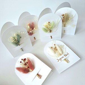 Carte fleurie personnalisable, pour Noël, Mariage, Baptême, naissance