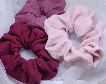 Muslin scrunchie hair tie set of 3